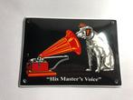 His Masters Voice deurpost emaille porseleinen bord -