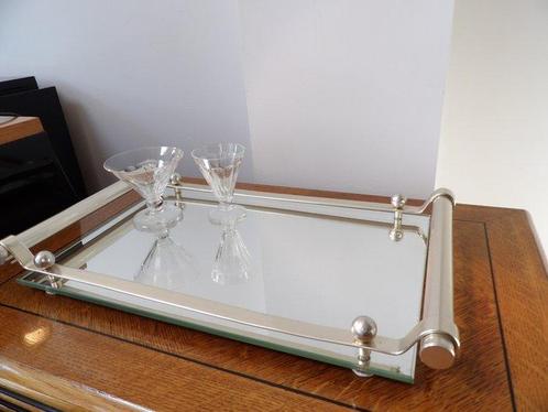 Plateau - Chrome/aluminium/verre, Antiek en Kunst, Antiek | Meubels | Tafels