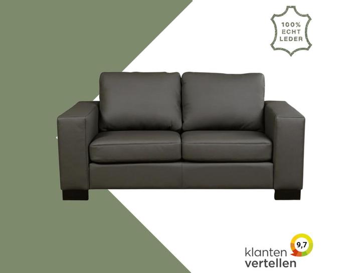 Leren bank Enjoy - 2 zits - Toledo Antracite (donkergrijs), Antiek en Kunst, Antiek | Meubels | Stoelen en Sofa's, Ophalen of Verzenden