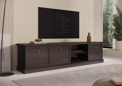 Meubella | TV-Meubel zwart eiken 206x40x51 | TV kast, Huis en Inrichting, Kasten |Televisiemeubels, 25 tot 50 cm, Nieuw, 200 cm of meer