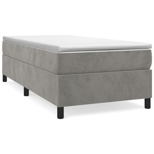 Lichtgrijs Fluwelen Bedframe 90x200 | Tweede Kansje | OP=OP, Huis en Inrichting, Slaapkamer | Bedden, 90 cm, 200 cm, Grijs, Nieuw