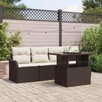 vidaXL Tuinbank Set met kussen 5 pcs Bruin Poly rattan, Tuin en Terras, Verzenden, Nieuw
