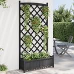vidaXL Plantenbak met latwerk massief vurenhout zwart, Tuin en Terras, Verzenden, Nieuw