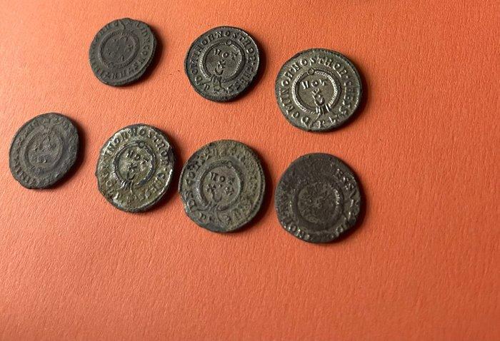 Romeinse Rijk. Constantijn I (306-337 n.Chr.). 7 bronzen, Postzegels en Munten, Munten | Europa | Niet-Euromunten
