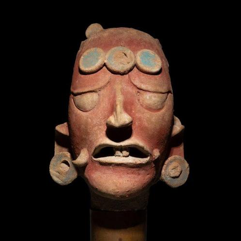 Maya Terracotta Hoofd van een sculptuur. 400 - 600 AD. 19,5, Collections, Minéraux & Fossiles