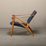 Lounge stoel - Beuken, Leder, Stof - Opvouwbare safari stoel, Antiek en Kunst