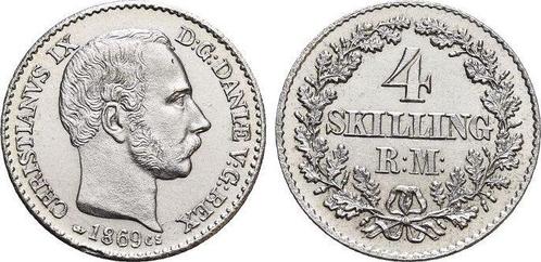 4 Skilling 1869 Cs Denmark Christian Ix 1863-1906, Postzegels en Munten, Munten | Europa | Niet-Euromunten, België, Verzenden