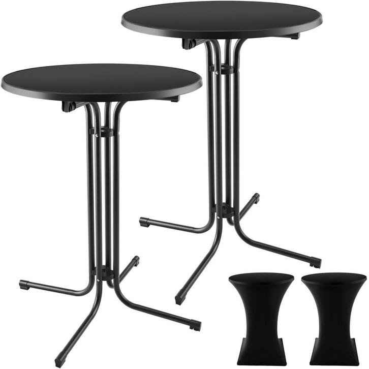 tectake Statafel Eren inklapbaar met hoes 90x110cm - zwart,, Tuin en Terras, Overige Tuin en Terras, Verzenden