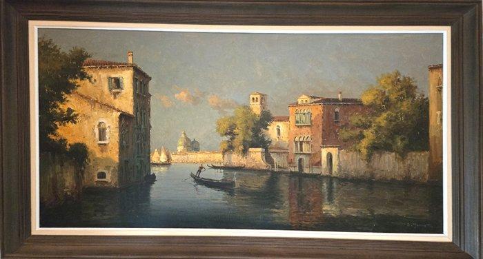 E. Munetti (XX) - Vue de Venise (XX), Antiquités & Art, Art | Peinture | Classique