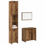 vidaXL 3-delige Badkamermeubelset bewerkt hout oud, Verzenden, Nieuw