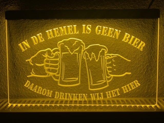 In de hemel is geen bier neon bord lamp LED cafe verlichting, Huis en Inrichting, Lampen | Overige, Nieuw, Verzenden
