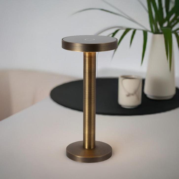 Tafel en bureaulampen Tafellamp Solo Antiek Brons, Huis en Inrichting, Lampen | Tafellampen, Nieuw, Overige materialen, Verzenden