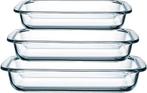 2dekans | VAIVE 3-delige Ovenschaal Set - Rechthoekig - Glas, Huis en Inrichting, Ophalen of Verzenden, Nieuw