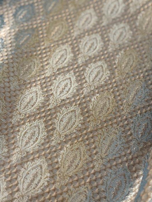 Kostbare zijden stof uit San Leucio, pastelblauw en goud, Antiek en Kunst, Antiek | Tapijten, Tafelkleden en Textiel