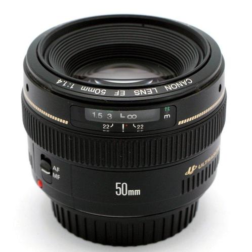 Canon EF 50mm f/1.4 USM + ES-71II zonnekap - standaard lens,, Audio, Tv en Foto, Fotocamera's Digitaal