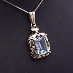 Zilver, Art Deco, Blauwe Spinel(Getest) - Ketting met hanger, Antiek en Kunst