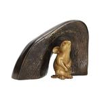 Beeldje - Mouse in house - Brons, Antiek en Kunst