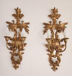 Wandlamp (2) - Verguld hout, Antiek en Kunst