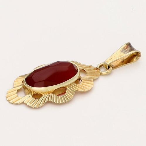 Zonder Minimumprijs - Hanger - 18 karaat Geel goud Carneool, Handtassen en Accessoires, Antieke sieraden