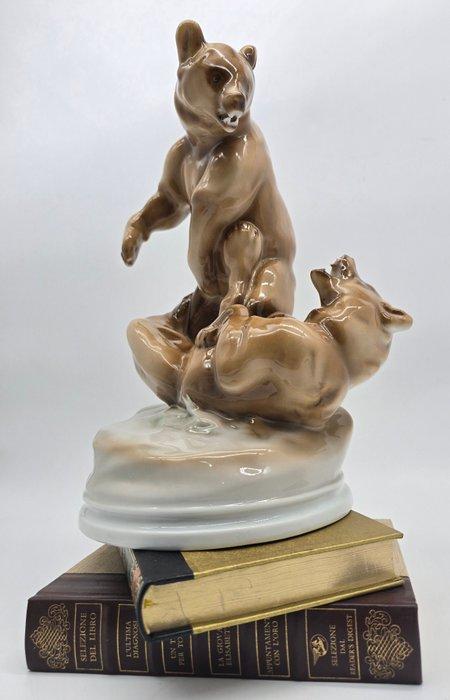 Zsolnay - Statue, Bèla Markup ( 1873-1945 ) Orso lotta, Antiek en Kunst, Antiek | Glaswerk en Kristal