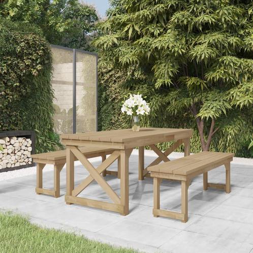 vidaXL 3-delige Tuinset geïmpregneerd massief grenenhout, Tuin en Terras, Tuinsets en Loungesets, Tuinset, Nieuw, Verzenden