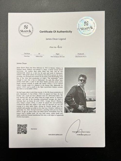 James Dean Legend - Photographie, Luxury Wooden Framed 70X50, Verzamelen, Film en Tv