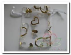 Giftbag organza white gold open heart +/- 7*9 cm. wit-goud, Hobby & Loisirs créatifs, Bricolage