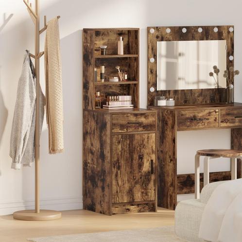vidaXL Hoge Kast in Gerookt Eiken, 40x41x135 cm, Gemaakt van, Huis en Inrichting, Kasten | Dressoirs, Nieuw, Verzenden