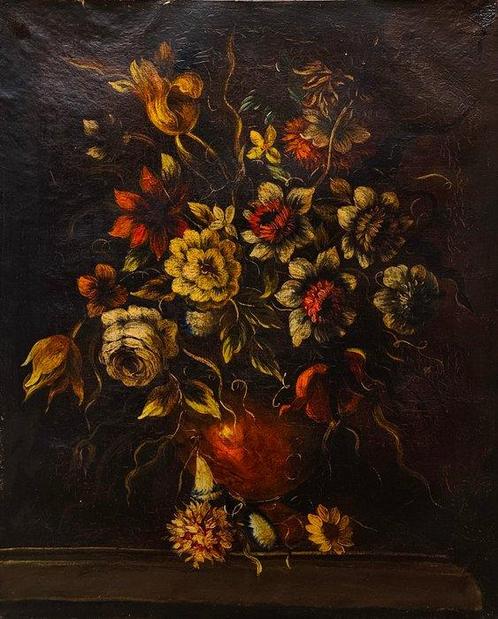 Scuola Italiana (XIX-XX) - Bouquet di fiori in vaso, Antiek en Kunst, Kunst | Schilderijen | Klassiek