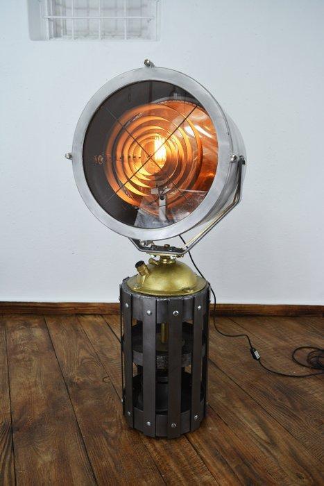 Staande lamp - Scheepslamp - Staal, Glas, Messing, Aluminium, Antiek en Kunst, Antiek | Wandborden en Tegels