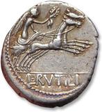 Romeinse Republiek. L. Rutilius Flaccus, 77 BC. Denarius