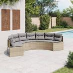 vidaXL Canapé de jardin avec coussins demi-rond beige, Tuin en Terras, Tuinsets en Loungesets, Verzenden