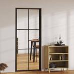 vidaXL Binnendeur 83x201,5 cm ESG-glas en aluminium zwart, Doe-het-zelf en Bouw, Verzenden, Nieuw
