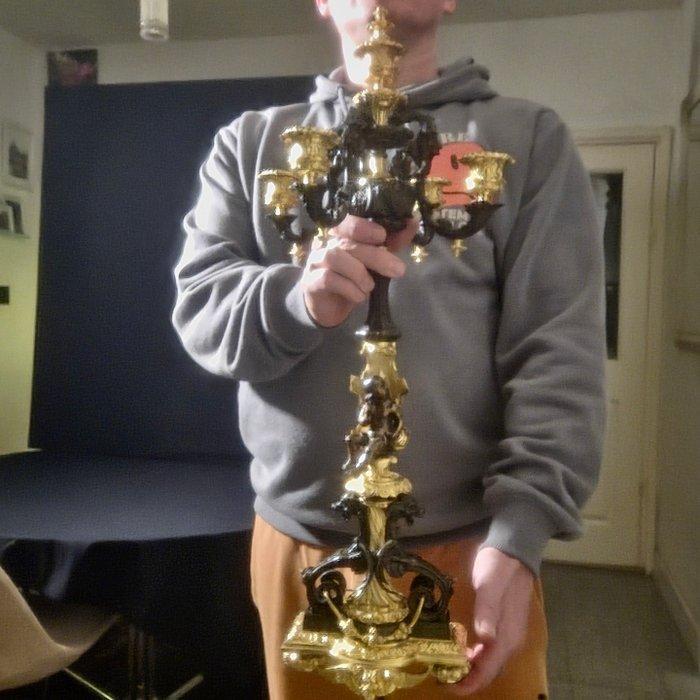 Kandelaber (2) - Brons - Zeer zeldzame kandelaars, Antiek en Kunst, Antiek | Klokken