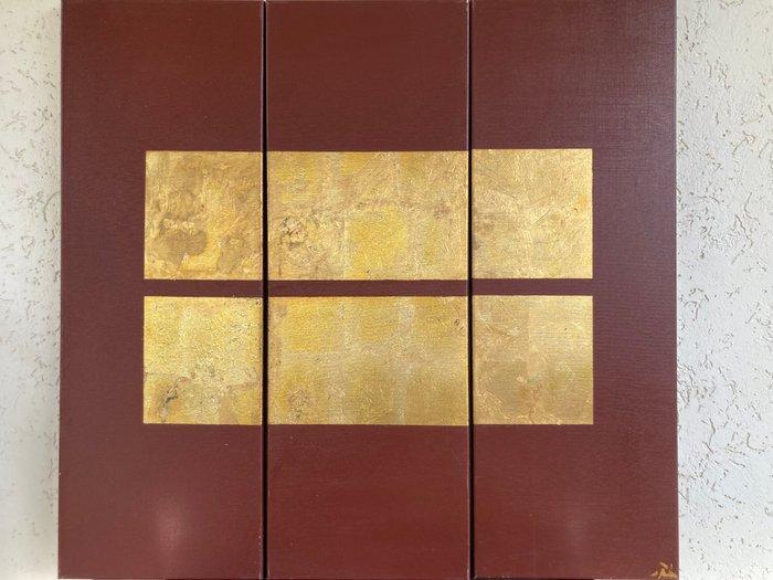 Modern Drieluik (3) - Olie en goud op doek - 2000-2010 -, Huis en Inrichting, Overige Huis en Inrichting