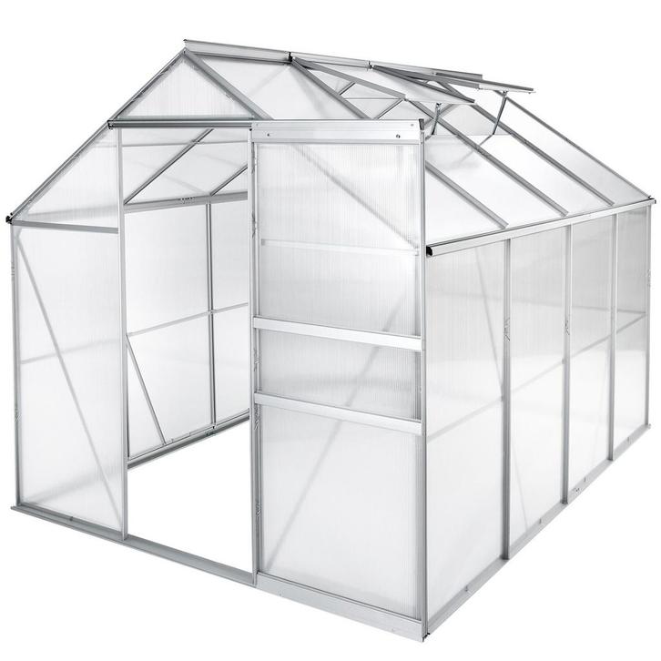 tectake Broeikas van aluminium, uv-bestendig, 185x250x195cm, Tuin en Terras, Kweekspullen, Verzenden