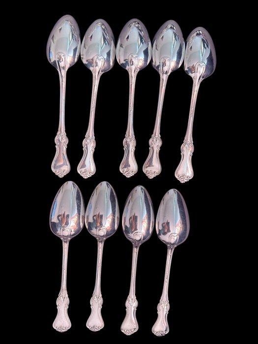 Set of 9 Silver-Plated Table Spoons – C.G. Hallberg, Sweden,, Antiek en Kunst, Antiek | Meubels | Tafels