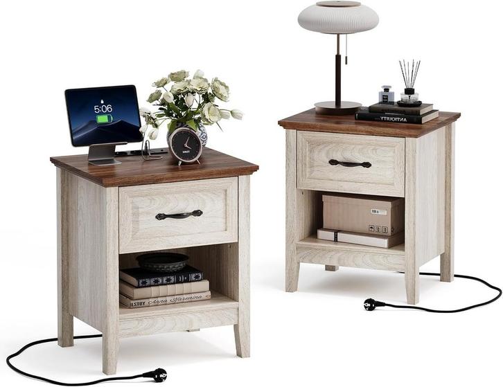 Nachtkastje set van 2 - Bijzettafel - Opbergkastje - 48x40x5, Huis en Inrichting, Slaapkamer | Nachtkastjes, Nieuw, Verzenden