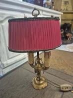 Lampe - Laiton, Soie - Table de bouillotte du XIXe siècle, Antiek en Kunst