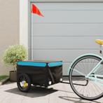 vidaXL Fietstrailer 30 kg ijzer zwart en blauw, Fietsen en Brommers, Fietsaccessoires | Aanhangwagens en Karren, Verzenden, Nieuw