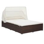 vidaXL Ligbed met kussen 2-persoons poly rattan bruin, Jardin & Terrasse, Chaises longues, Verzenden