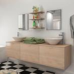 vidaXL 8-delige Badkamermeubelset met wastafel beige, Huis en Inrichting, Badkamer | Badkamermeubels, Verzenden, Nieuw
