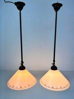 Lamp (2) - Art Deco verstelbare messing hanglamp met, Antiek en Kunst