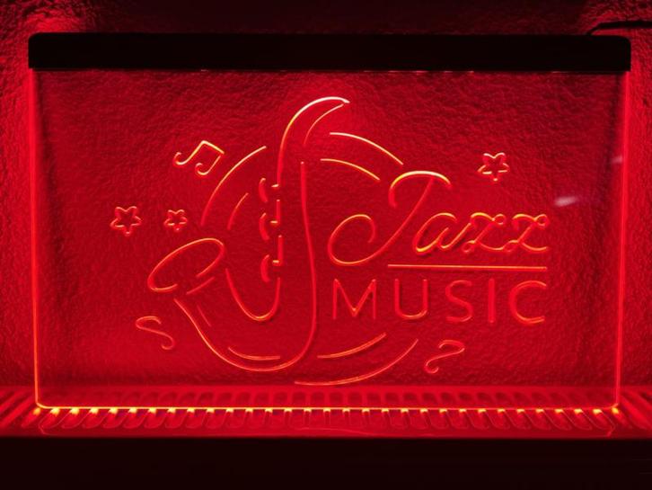 Jazz muziek neon bord lamp LED verlichting reclame lichtbak, Huis en Inrichting, Lampen | Overige, Nieuw, Verzenden