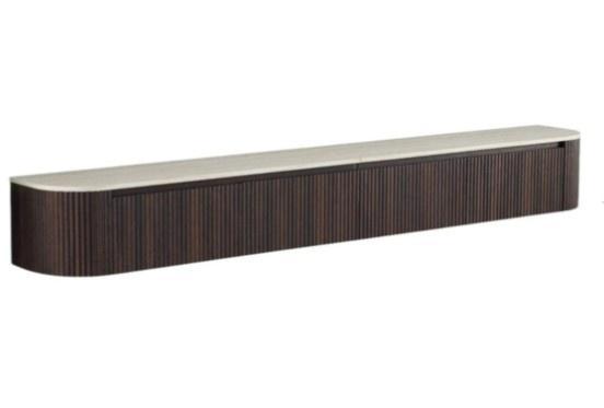 TM  TV Meubel Curved - Bruin - Gebogen zijkant 200 x 40 x 43, Auto diversen, Autogereedschap, Verzenden