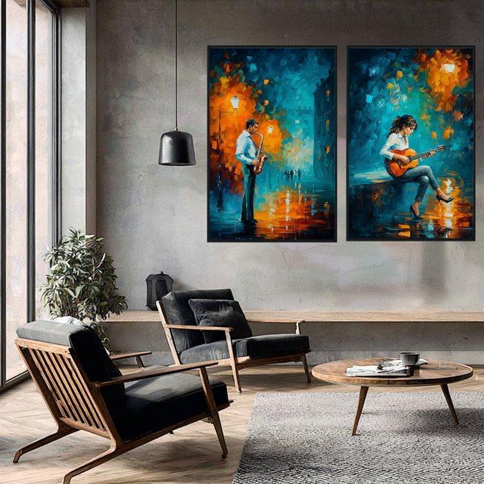 Aiana Roz - Musical Street Stories - Set of 2 Giclée on, Antiquités & Art, Art | Objets design