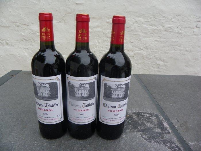 2010 Chateau Taillefer - Pomerol - 3 Flessen (0.75 liter), Verzamelen, Wijnen