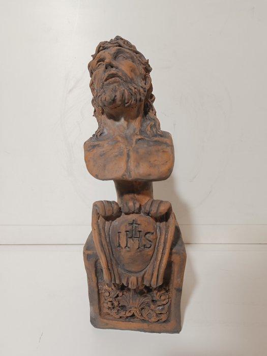 Buste, Cristo incoronato da Spine - 25 cm - Aardewerk, Antiek en Kunst, Antiek | Boeken en Manuscripten