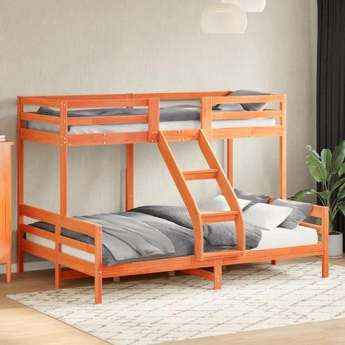 vidaXL Stapelbed massief grenenhout wasbruin 90x200/140x200, Huis en Inrichting, Slaapkamer | Bedden, Nieuw, Verzenden
