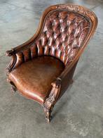stile chesterfield - Fauteuil - Walnoot - leren fauteuil